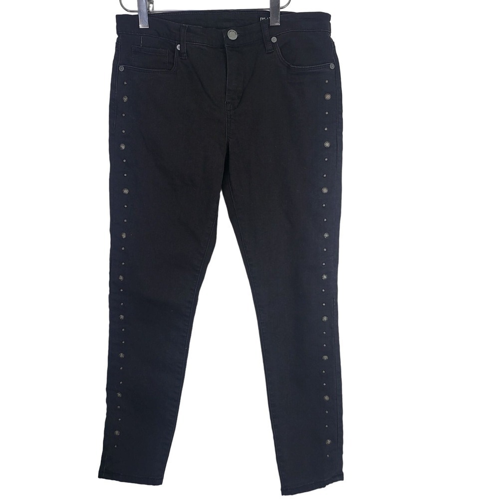 Blank NYC Jeans 28 Womens Skinny Leg Mid Rise Black Studded Dark Wash Denim